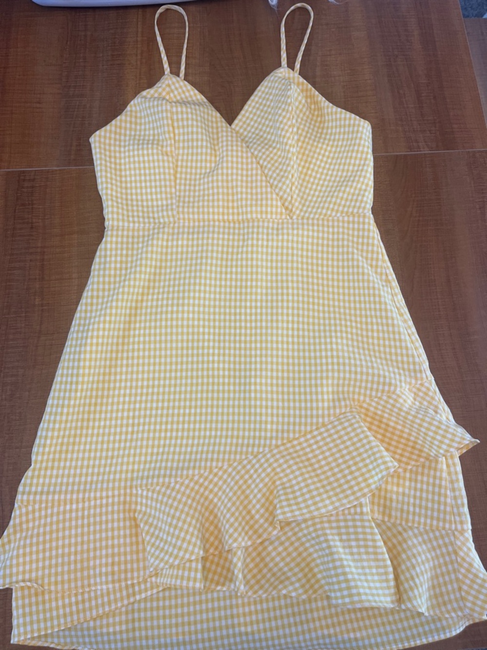 Altar'd State Yellow Gingham Mini Dress